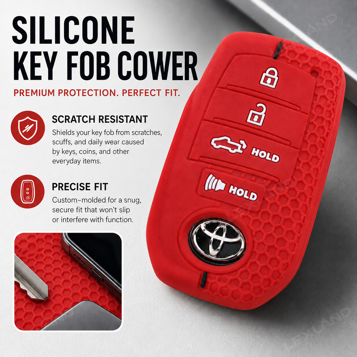 Tacoma/4Runner/Tundra Key Fob Cover Silicone Keyless Entry Remote Case Protector for Toyota