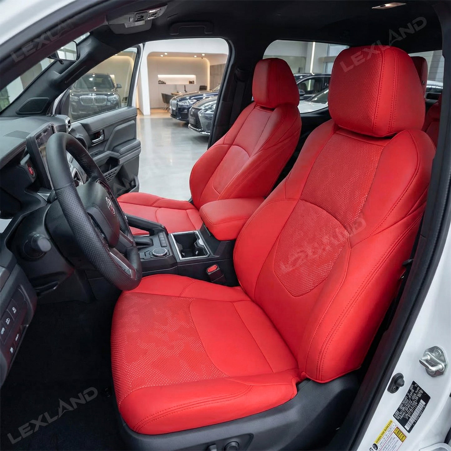 Tacoma Front Row Seat Covers Full Coverage Black/Red Camo Style Seat Protector for Toyota