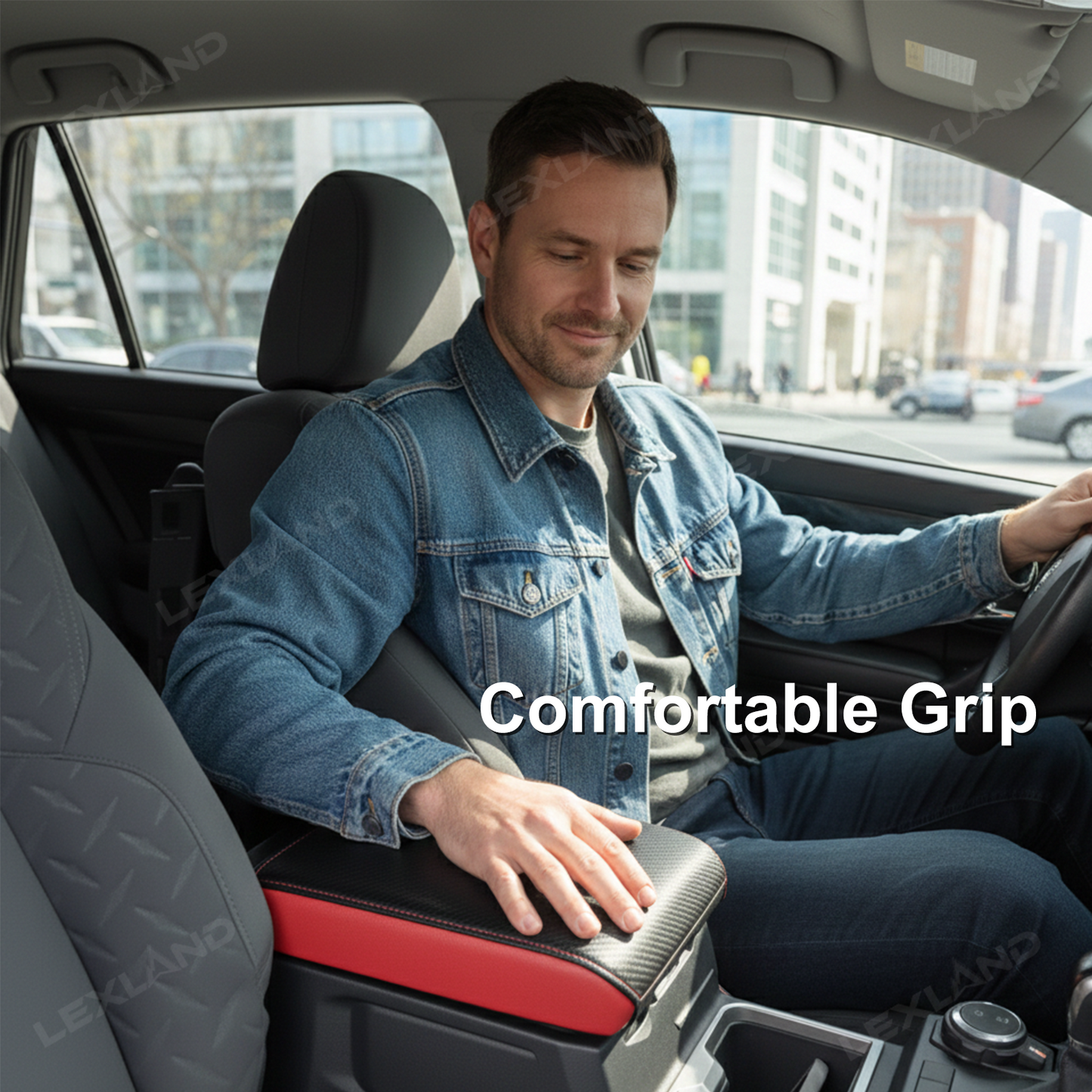 Tacoma /4Runner Center Console Cover Carbon Fiber Style Leather Armrest Box Cover Trim for Toyota