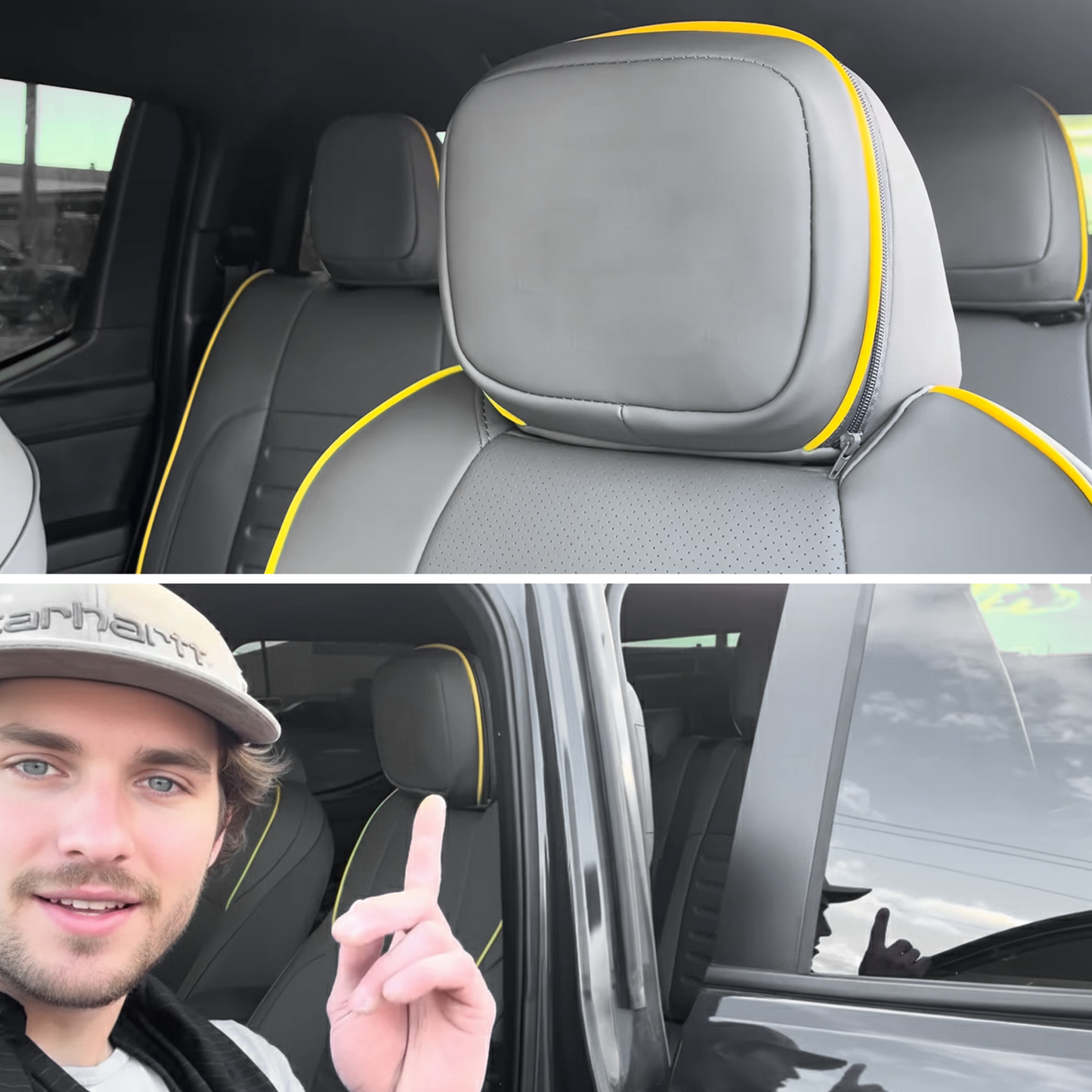 Tacoma/4Runner Seat Covers Embossed Nappa Leather Seat Protector Set with TRD Pro Style for Toyota