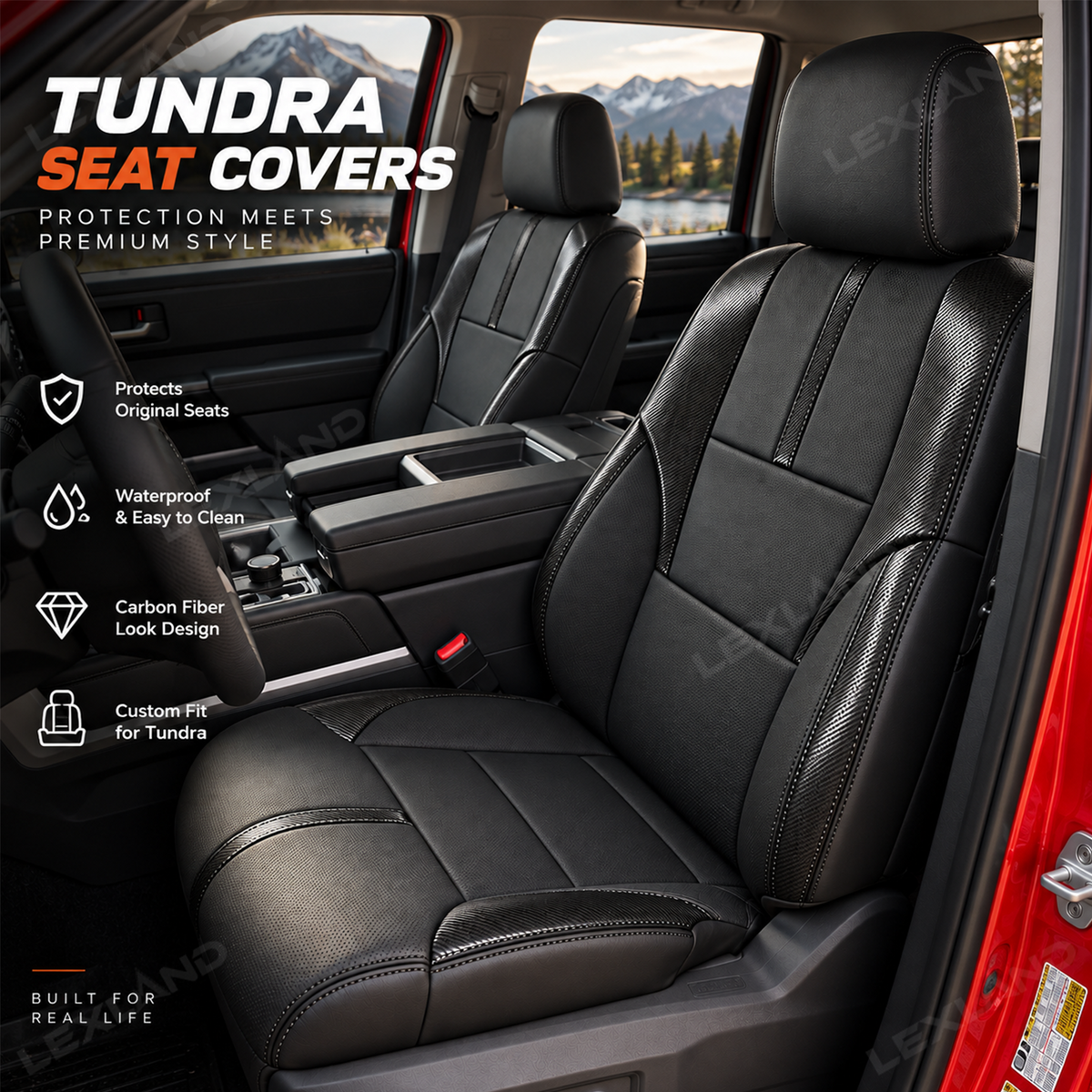 Tundra Seat Covers Carbon Fiber Style Custom Seat Protector Interior Cover for Toyota