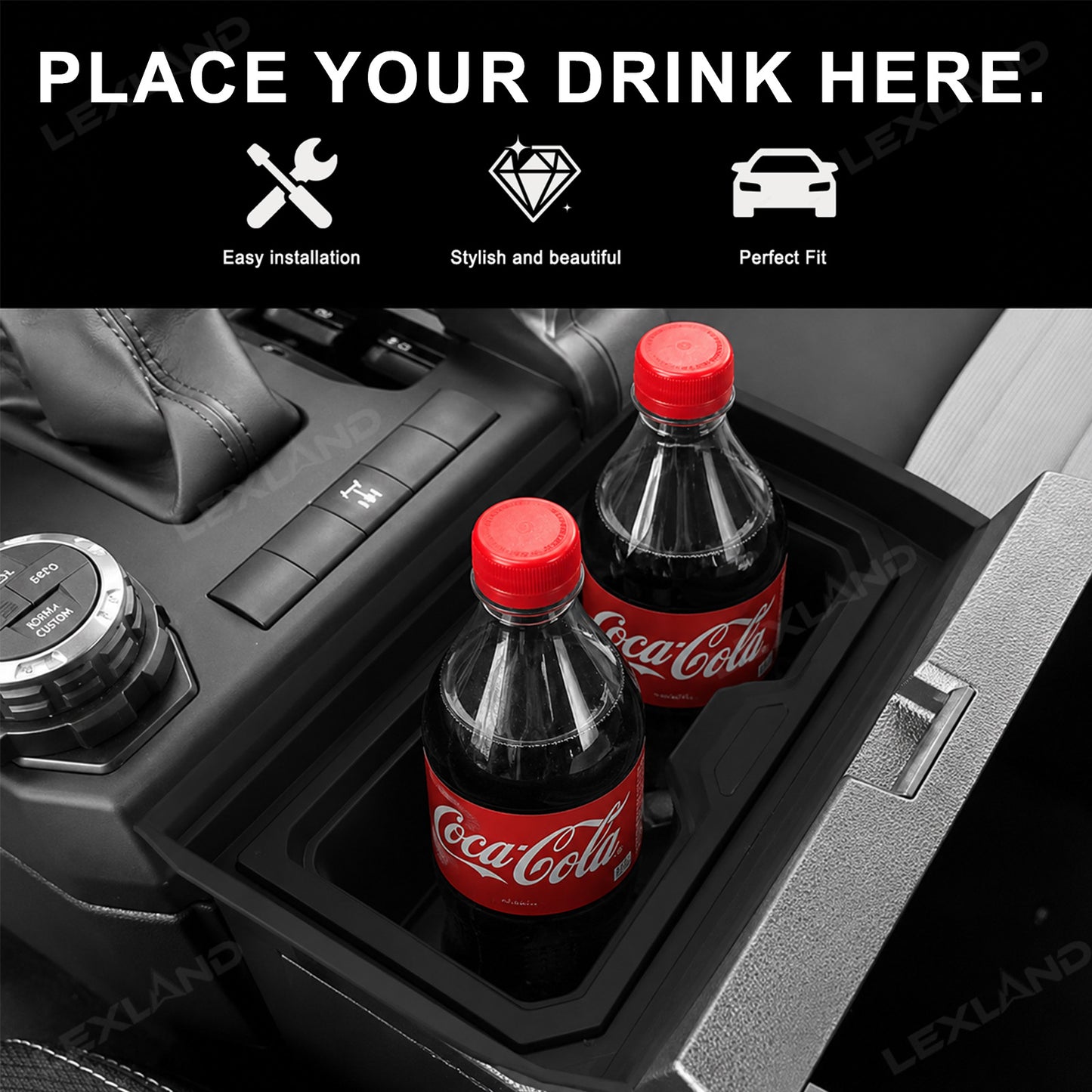 Tacoma/4Runner Center Console Cup Holder Insert TPE Drink Organizer with Lid for Toyota