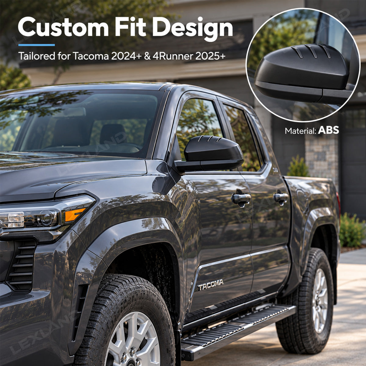 Tacoma/4Runner Side Mirror Cover ABS Rear View Mirror Cap Decoration Protection 2PCS Rain-Deflecting Design