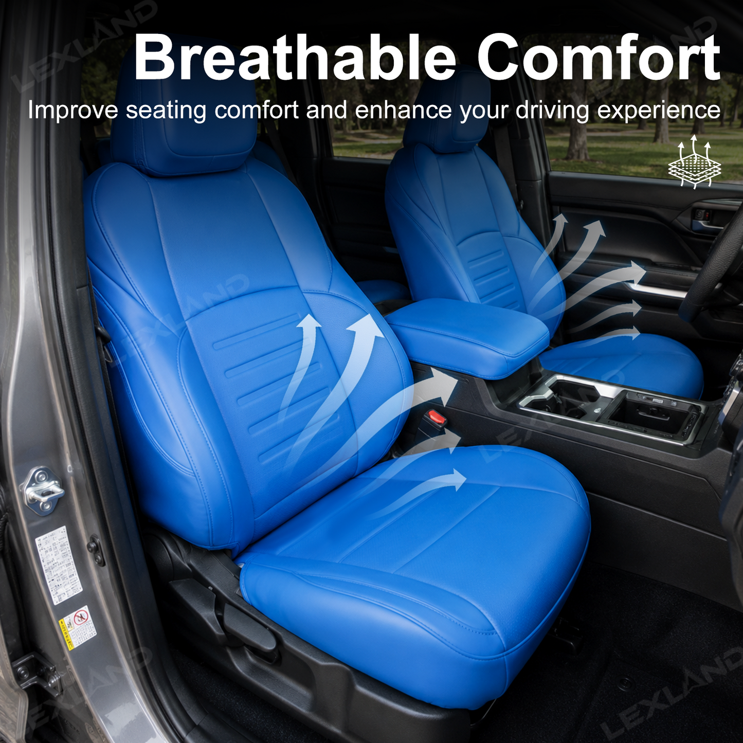 Tacoma /4Runner Seat Covers Blue Embossed Seat Protector with TRD Style Premium Interior Protection