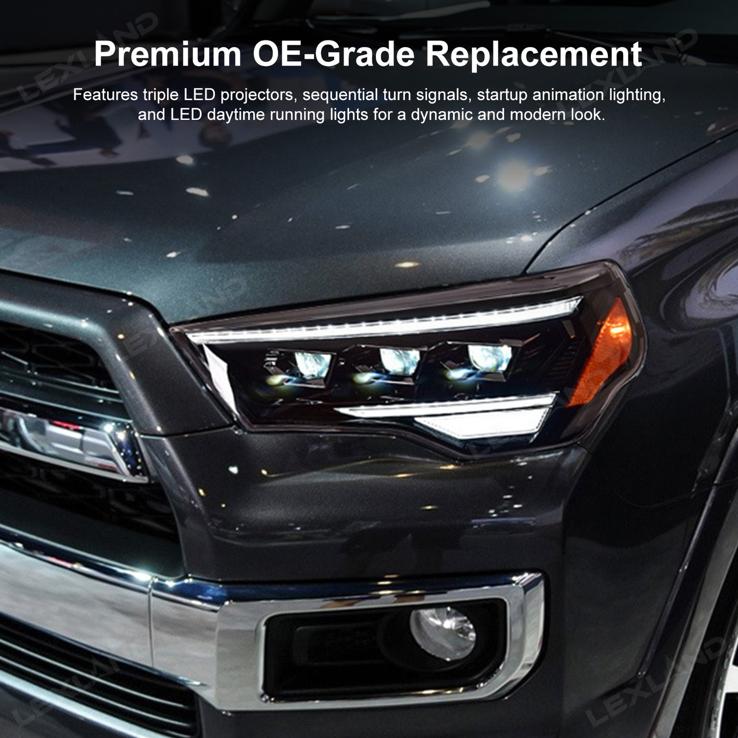 4Runner LED Headlights Front Head Lamp Replacement Kit with Sequential Turn Signal