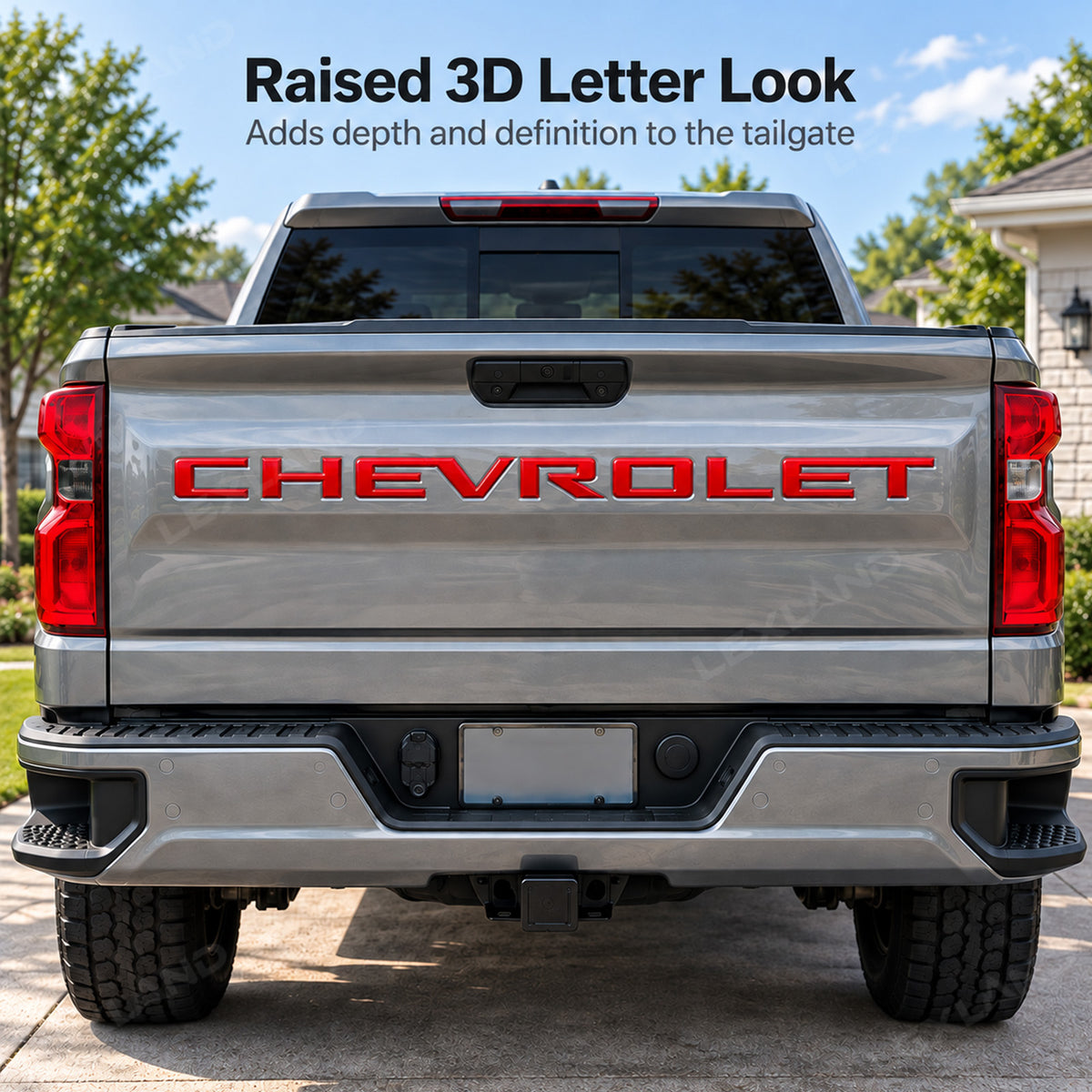Silverado 1500 Tailgate Letters 3D Raised Tailgate Insert Overlays Rear Emblem Trim for Chevrolet
