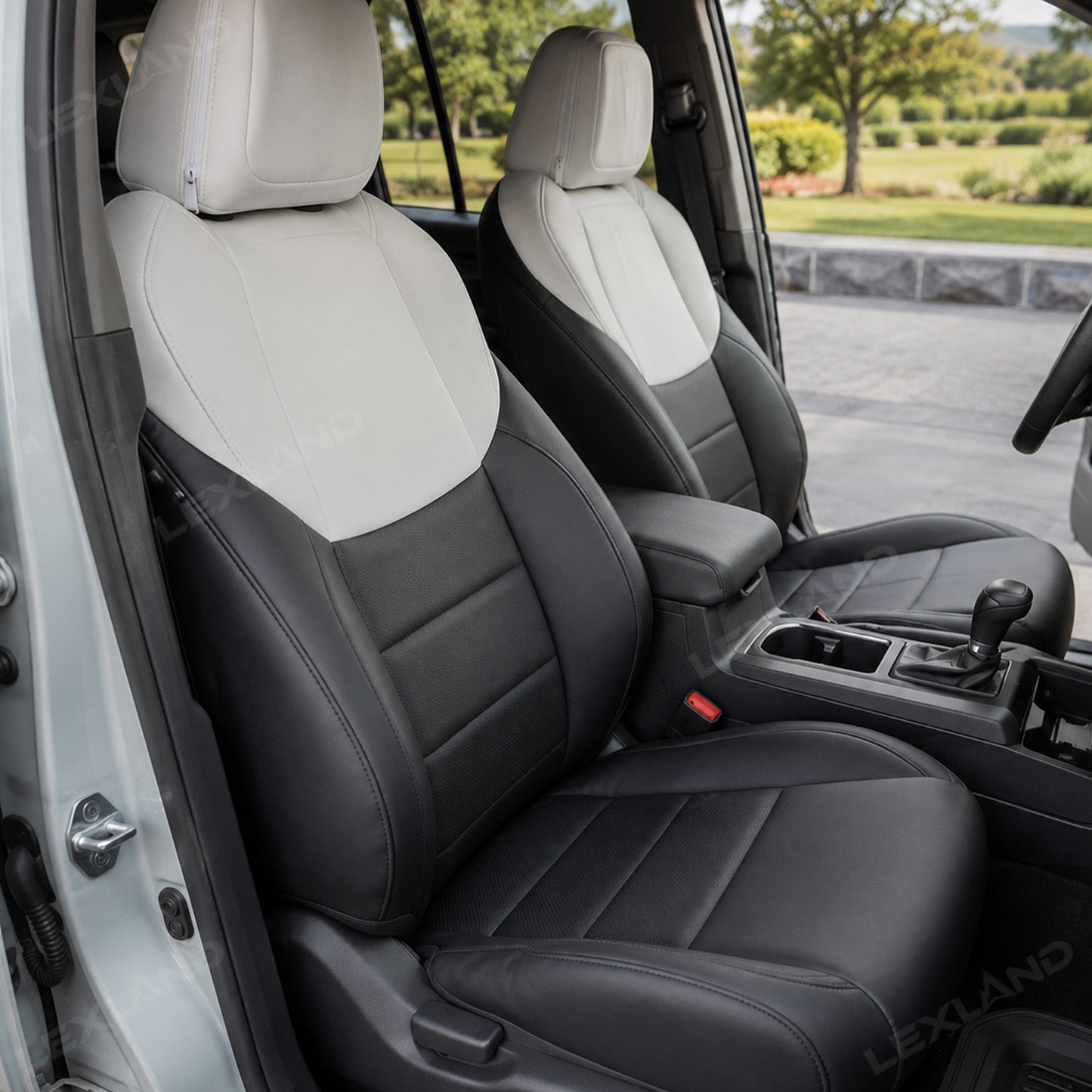 Tacoma /4Runner Seat Covers Black & White Two-tone Seat Protector with TRD Style for Toyota