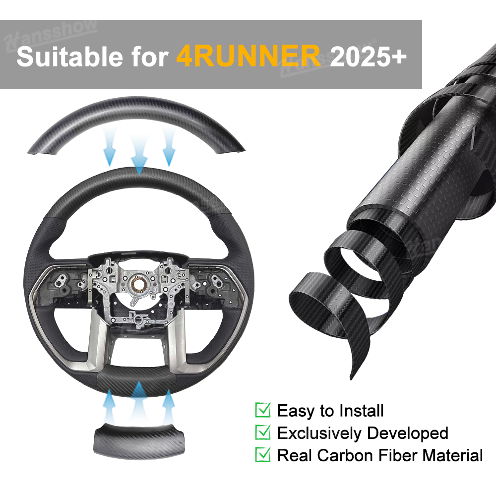 4Runner Real Carbon Fiber Steering Wheel Cover Upper Lower Overlays Trims