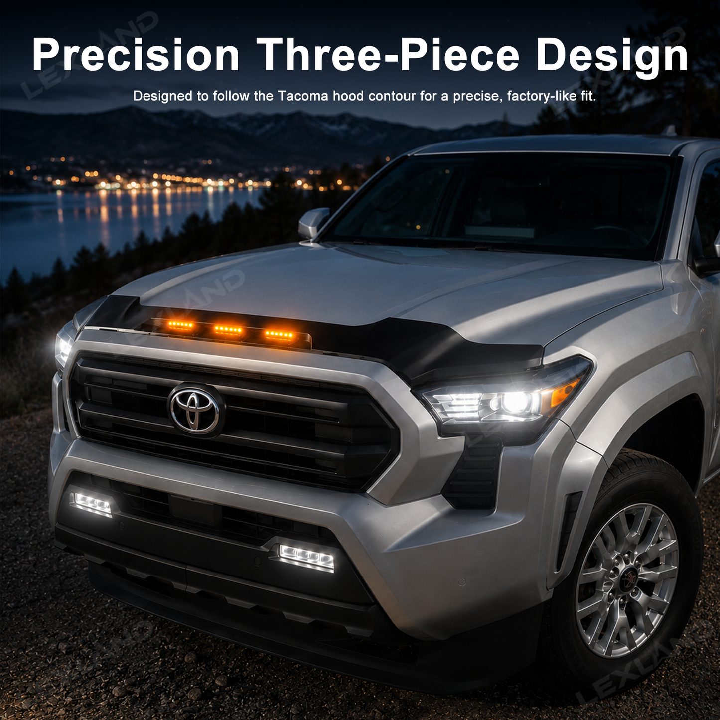 Tacoma/4Runner Hood Protector with LED Light Hood Deflector Bug Deflector 2.0 for Toyota