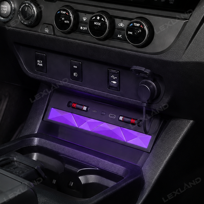 Tacoma Center Console USB Charging Hub Multi-Port Docking Station with Ambient Lighting & Retractable Cables