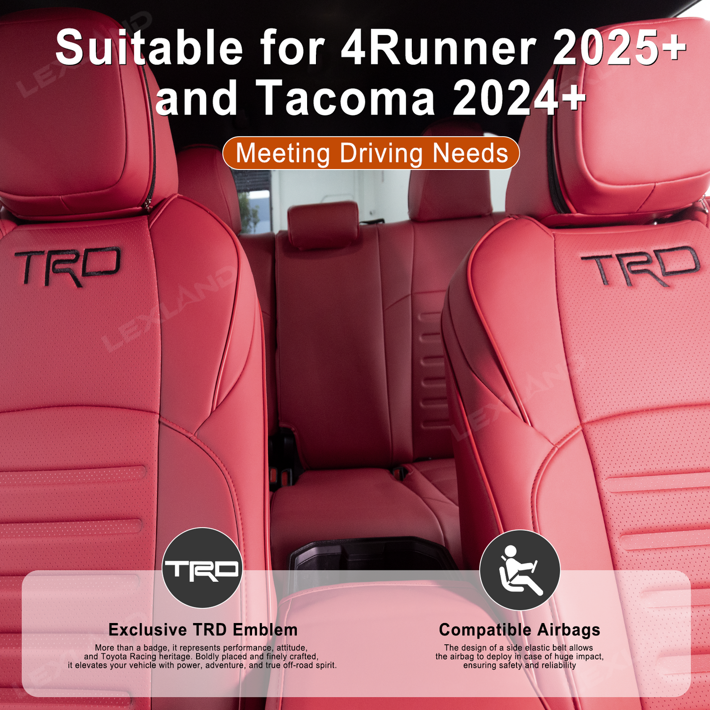 Tacoma /4Runner Seat Covers Full Coverage Embossed Seat Protector with TRD Style