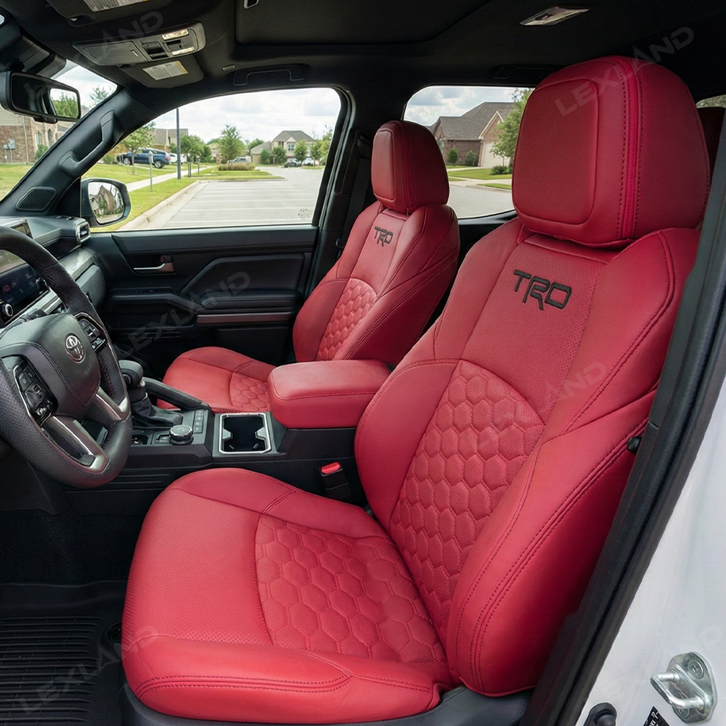 Tacoma Seat Covers Honeycomb-Pattern Seat Protectors with TRD Letter Style for Toyota