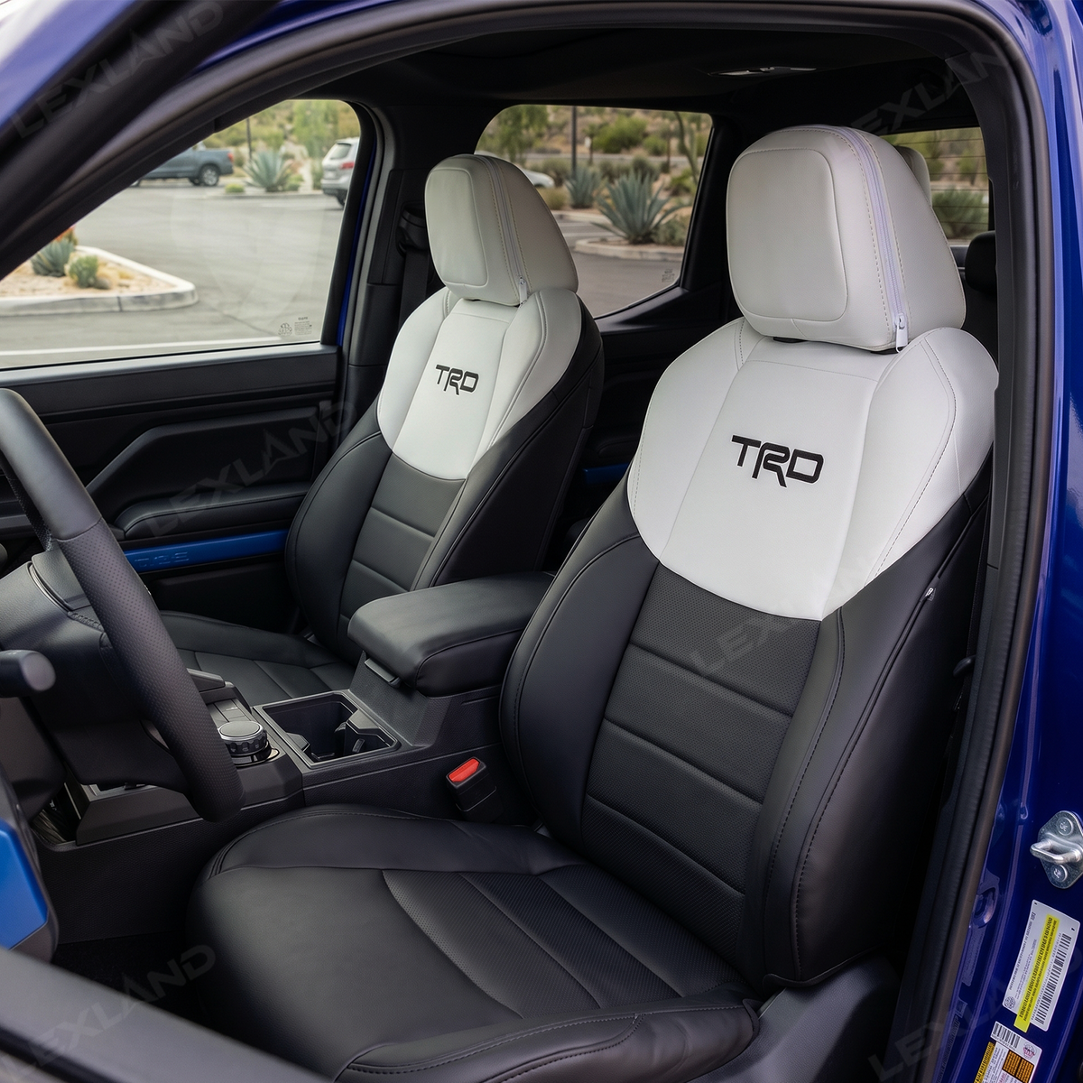 Tacoma /4Runner Seat Covers Black & White Two-tone Seat Protector with TRD Style for Toyota