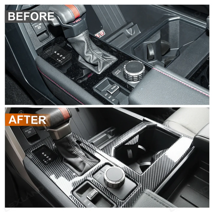 Tundra Center Control Gear Shift Panel Cover Trim ABS Carbon Fiber Style Console Overlay