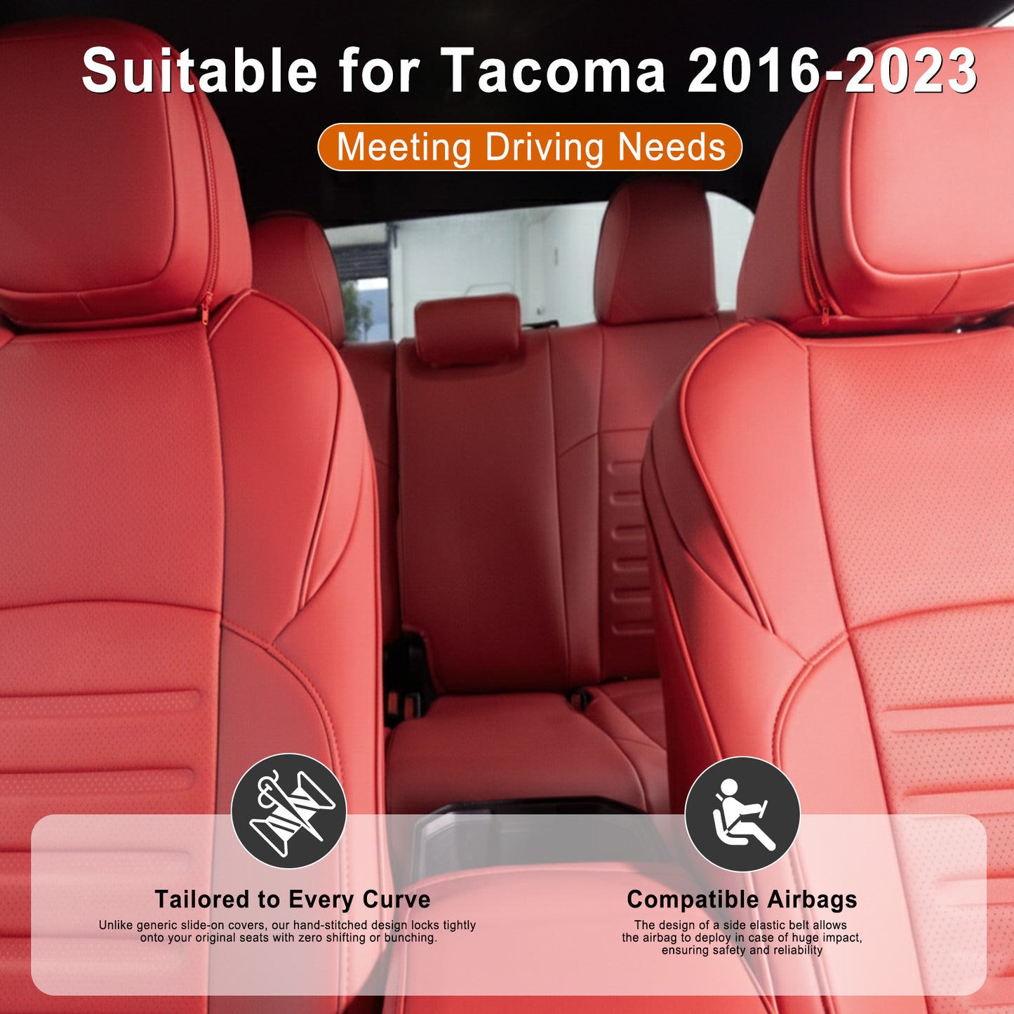 Tacoma 3rd Gen Seat Covers Embossed Seat Protectors with TRD Style for Toyota