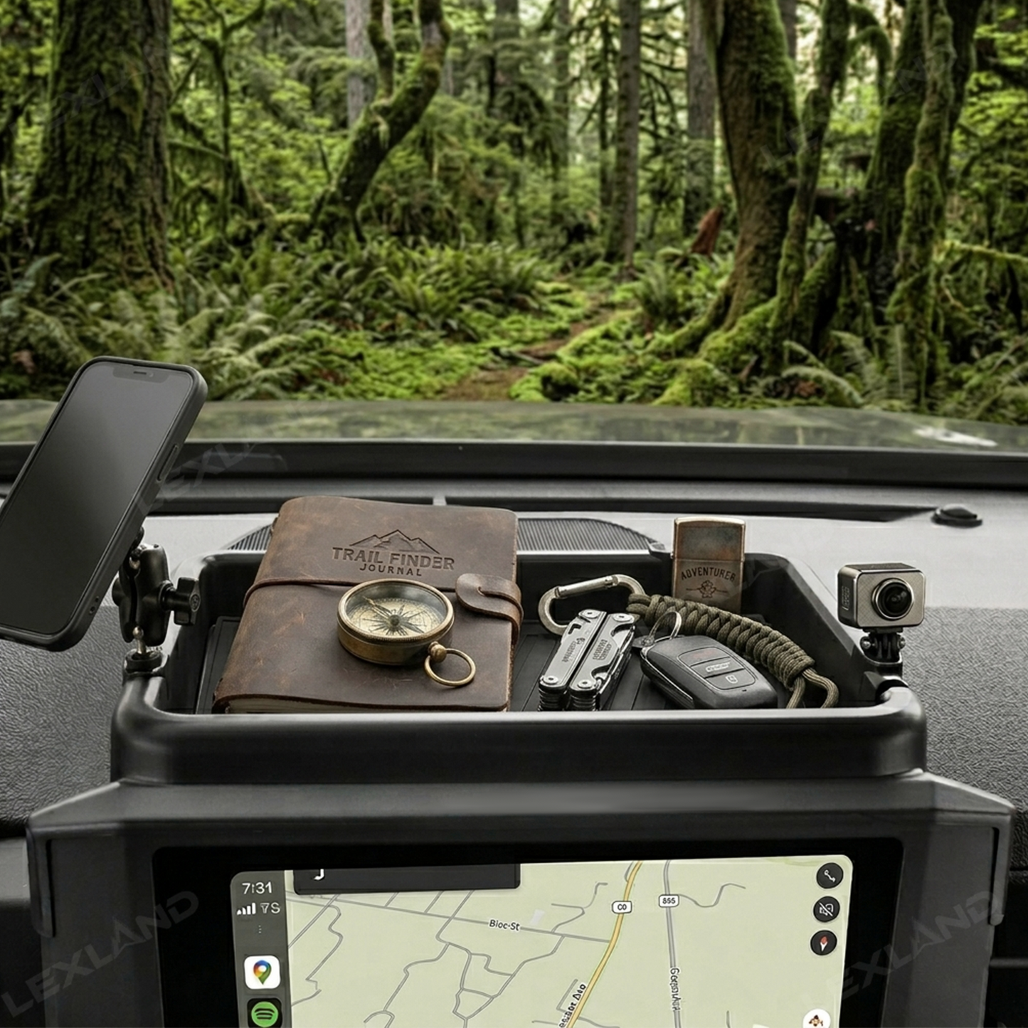 Tacoma Dashboard Organizer Tray Behind Screen Interior Dash Center Console Storage Box 3.0