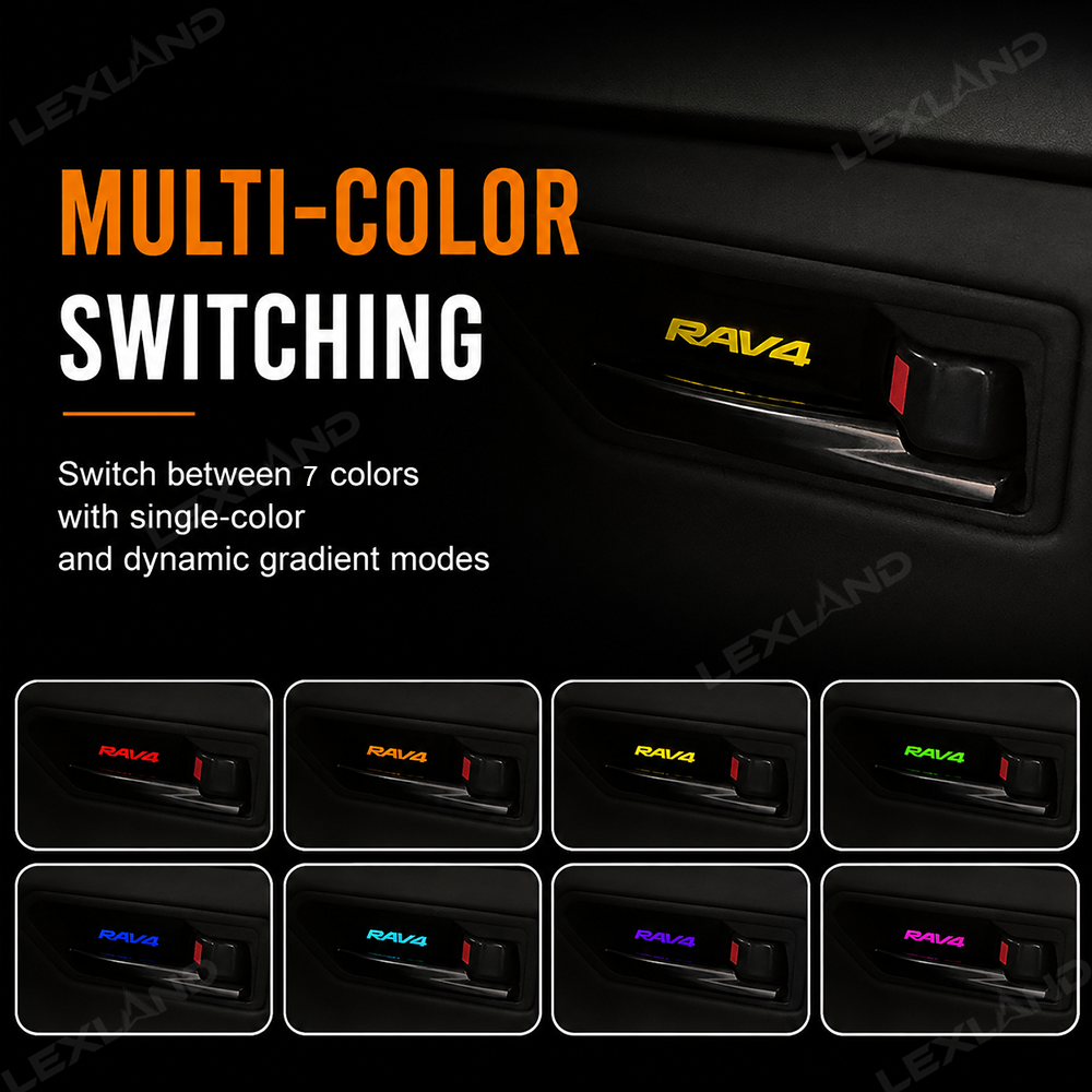 RAV4 Door Handle Bowl Lights Multi-color Interior Ambient Lighting Upgrade Kit 4PCS for Toyota