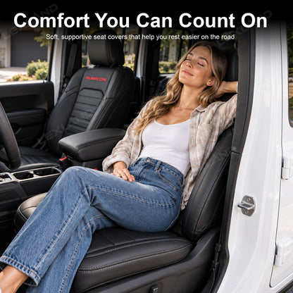 Wrangler Seat Covers 4-Door Embossed Leather Seat Protector Without Rear Armrest