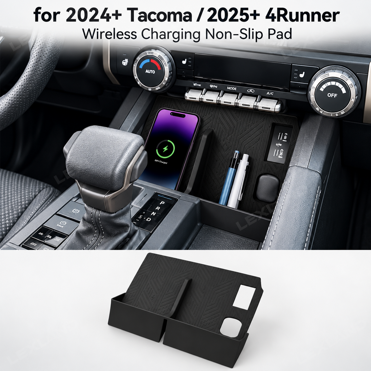 Tacoma/4Runner Center Console Wireless Charging Mat Silicone Wireless Charging Pad 2.0 for Toyota