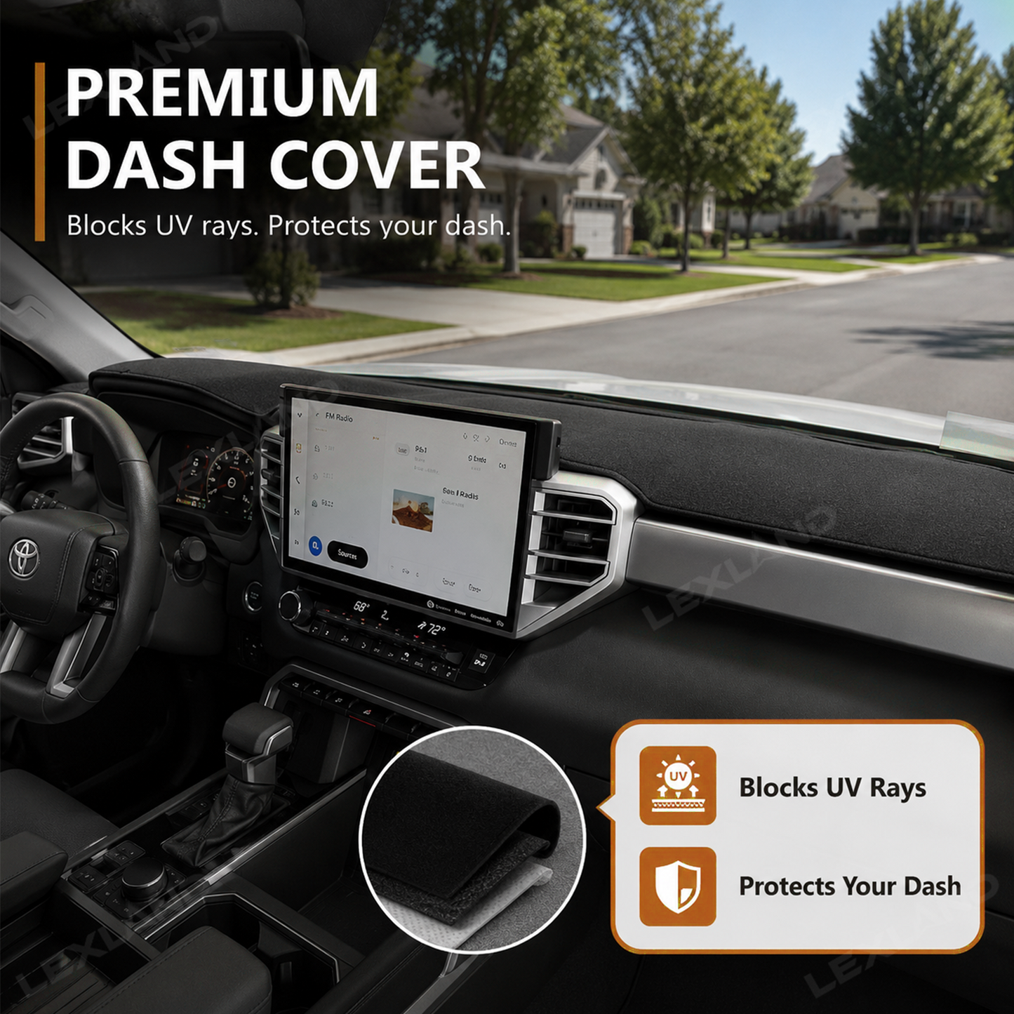 Tundra Dash Cover Anti-Glare Dashboard Mat Interior Sunshield Protector Mat for Toyota