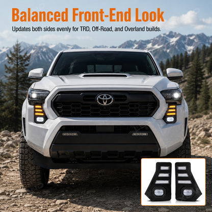 Tacoma LED Daytime Running Lights DRL White/Amber Fang Lamps Front Accent Lights for Toyota