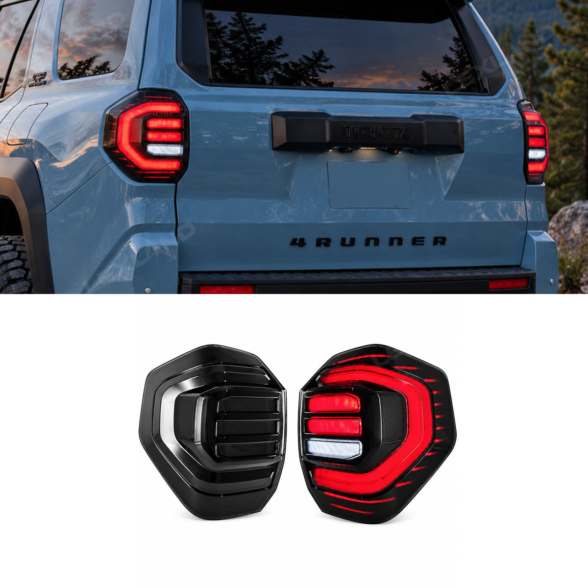 4Runner LED Tail Lights Smoked Dynamic Taillights Rear Lamps Assembly 2PCS for Toyota