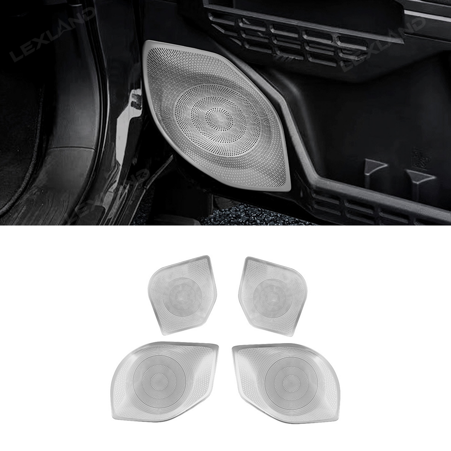 Tacoma Stainless Steel Door Speaker Horn Panel Cover Car Interior Trim 4PCS for Toyota