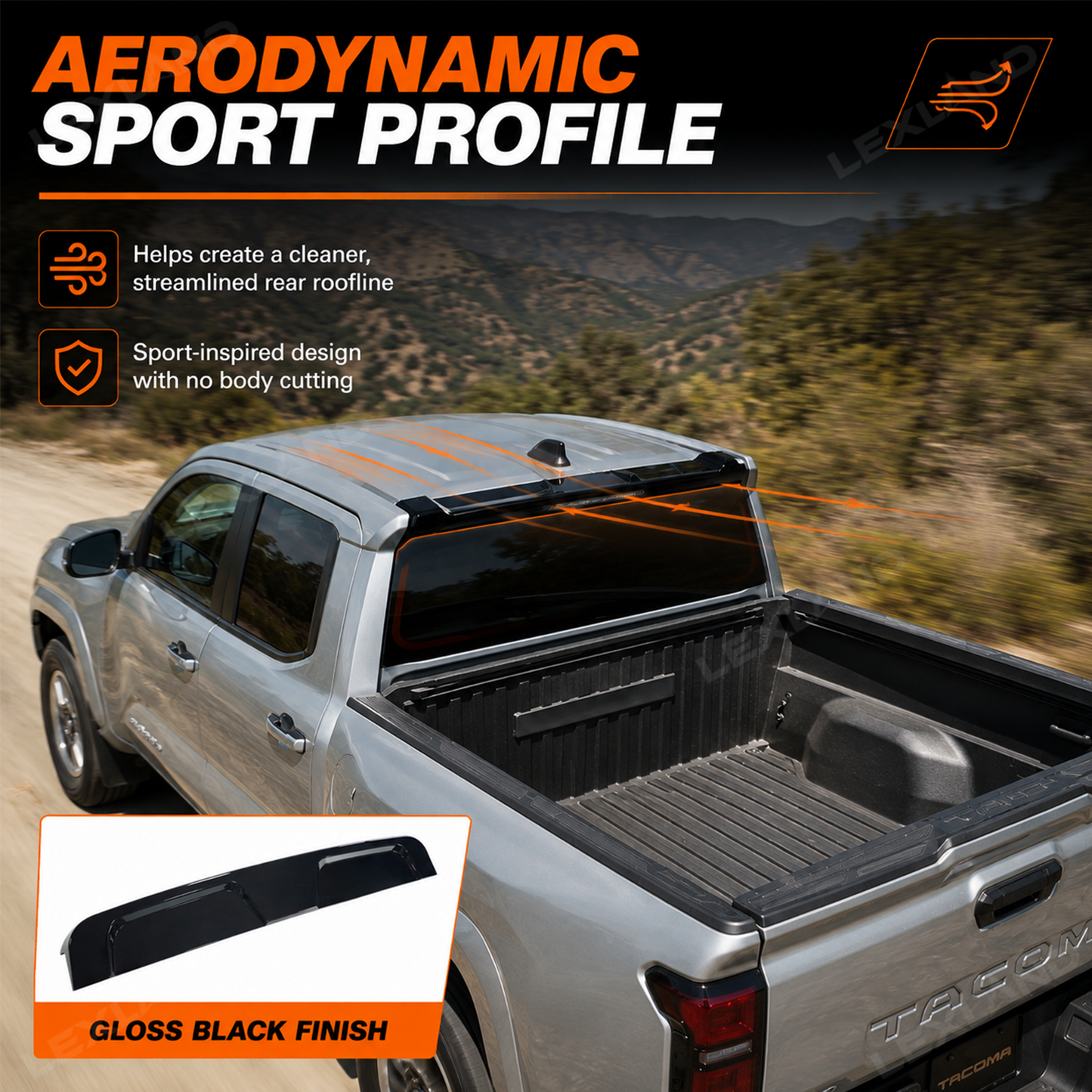 Tacoma Rear Roof Truck Spoiler Wing Rear Truck Splitter for Toyota