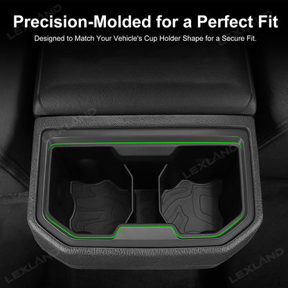 Tacoma Cup Holder Inserts Center Console & Rear Armrest Drink Holder Organizer 2PCS for Toyota