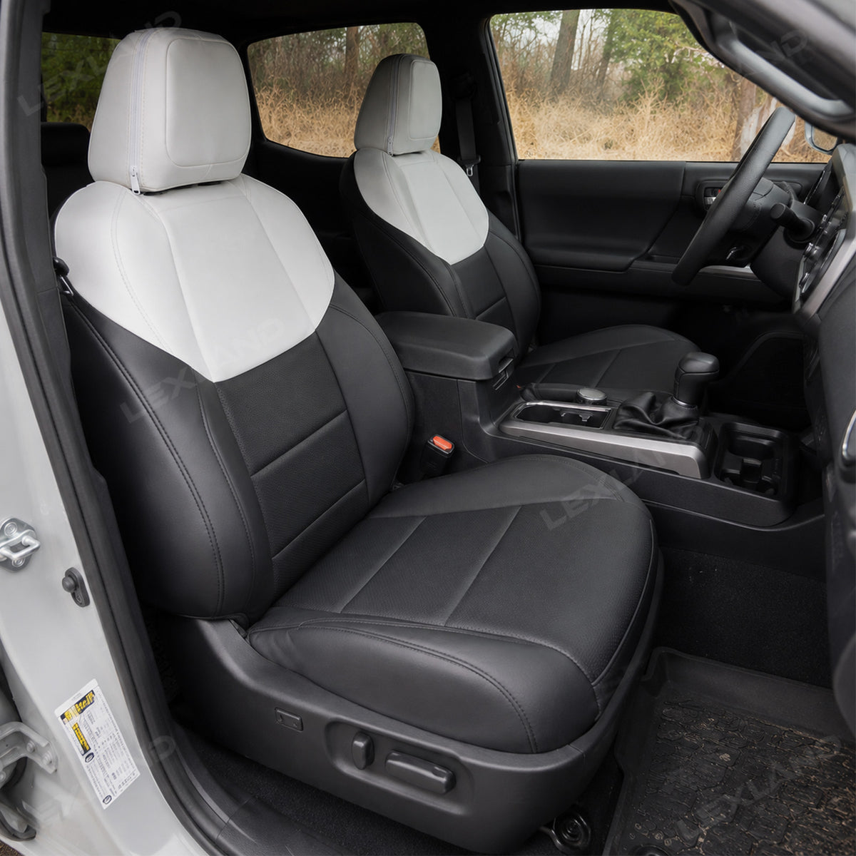 Tacoma /4Runner Seat Covers Black & White Two-tone Seat Protector with TRD Style for Toyota