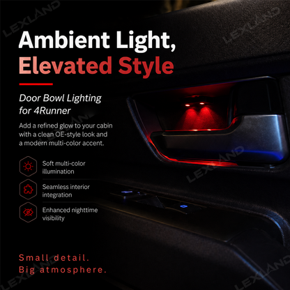 4Runner Door Ambient Lighting Kit Multi-color LED Door Handle Cup Lights 4PCS for Toyota