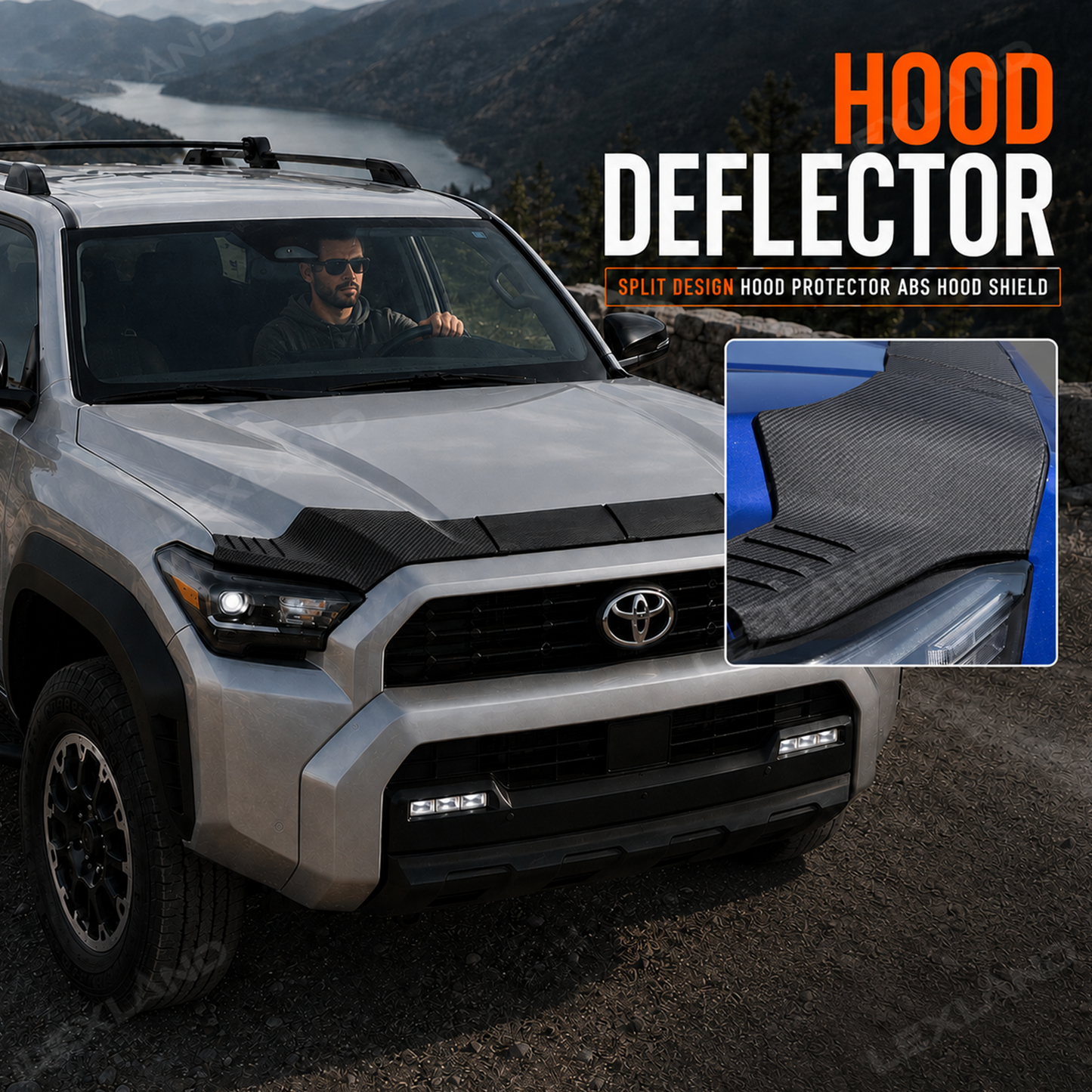 Tacoma Hood Deflector Split Design Hood Protector ABS Hood Shield for Toyota