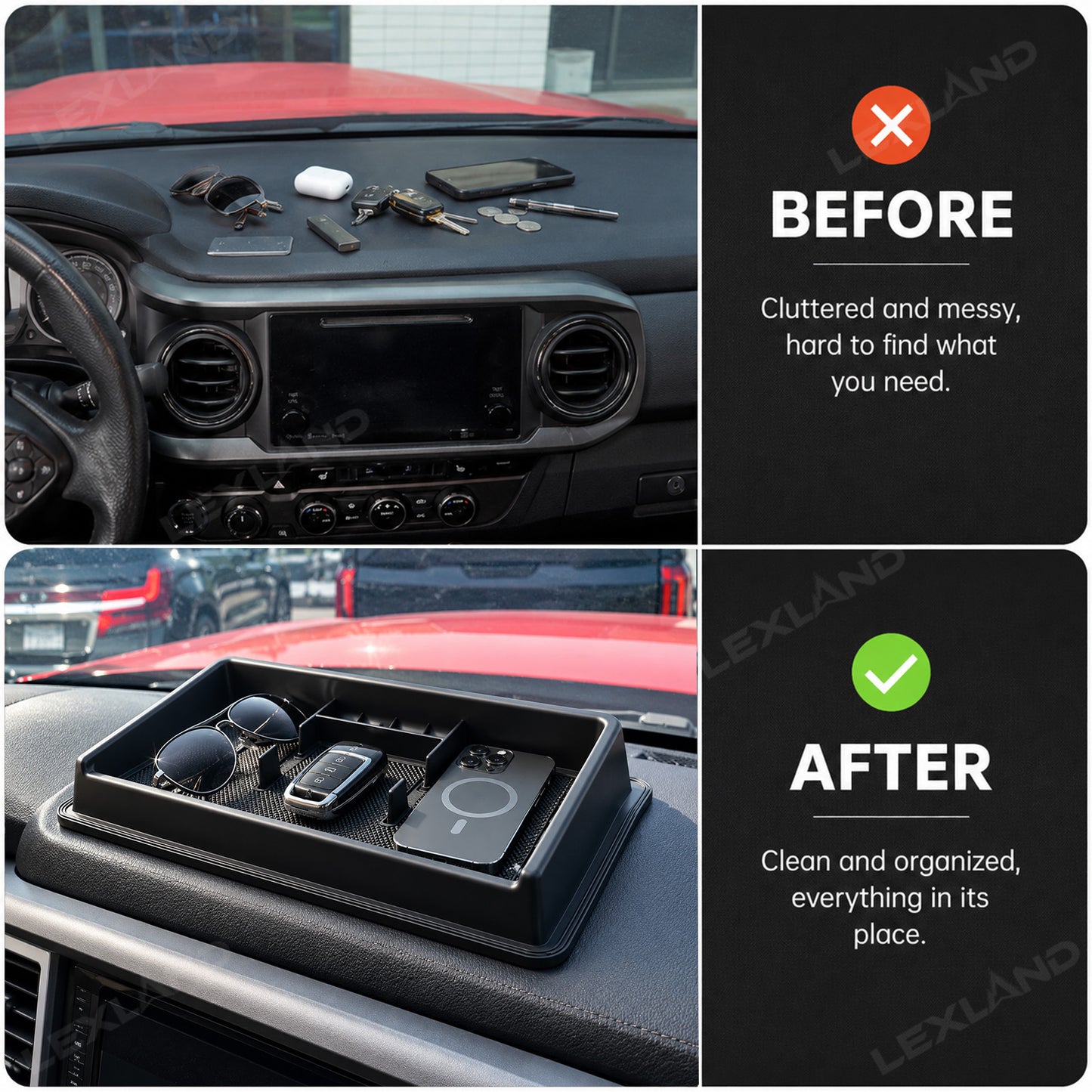 Tacoma Dashboard Organizer Interior Dash Panel Tray Center Console Storage Box for Toyota