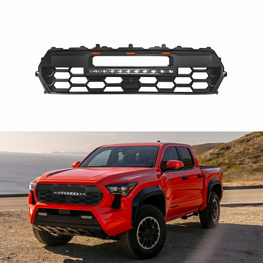 Tacoma Front Bumper Grille With LED & Light Bar Racing Grills With TRD PRO Style Upgrade