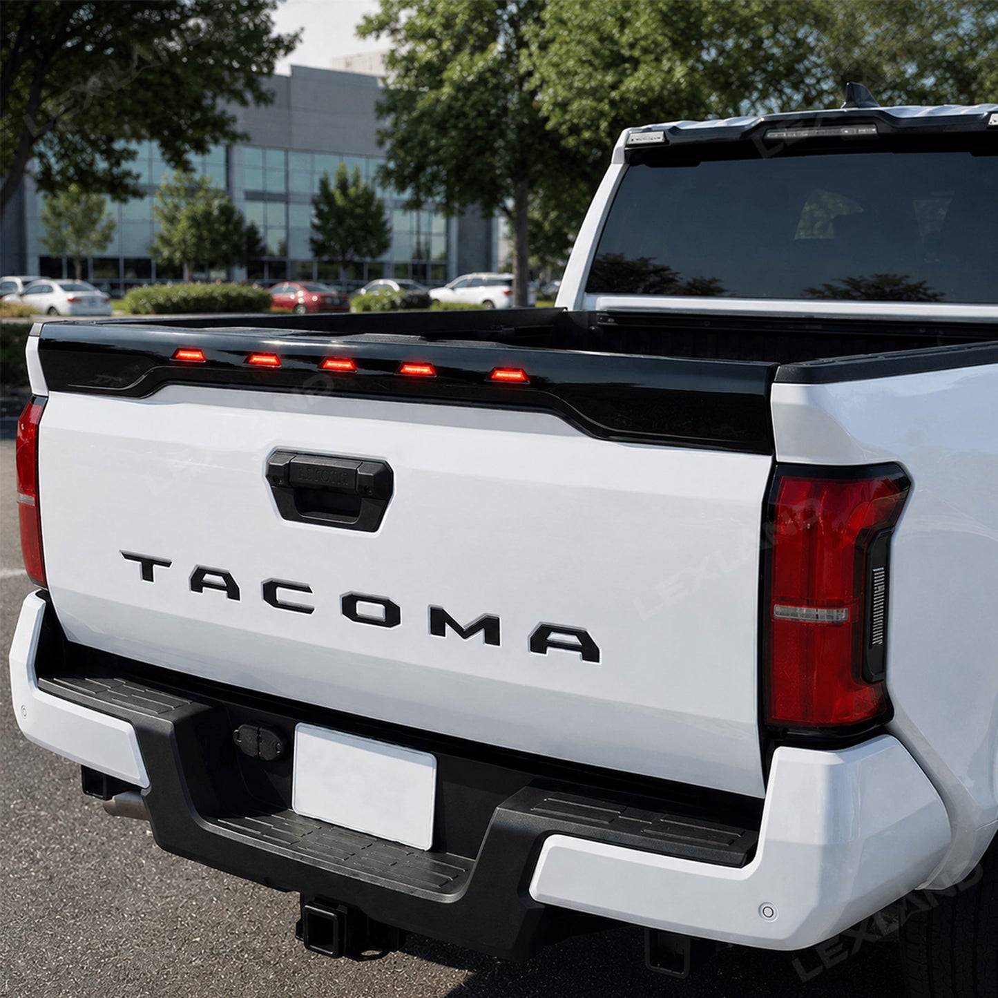 Tacoma Tailgate Protector with LED Lights Rear Tailgate Guard for Toyota