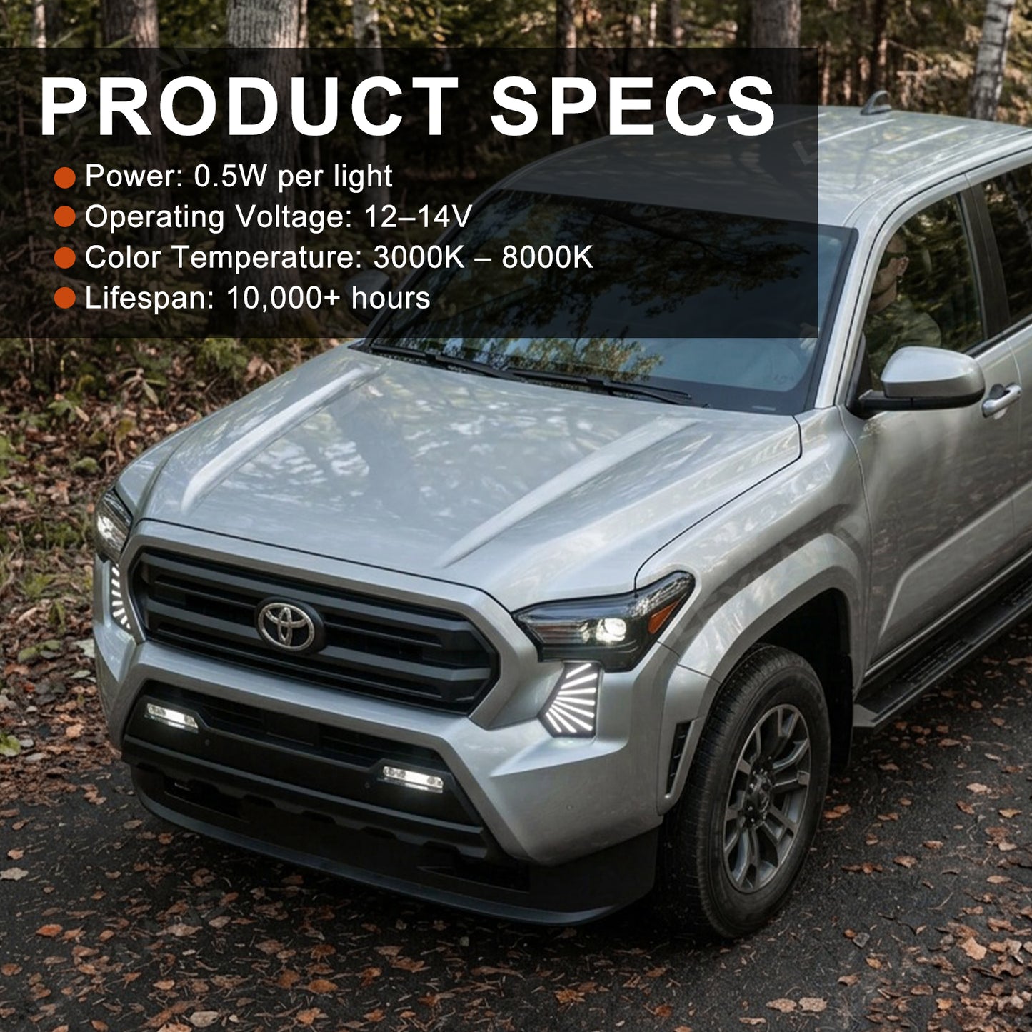Tacoma LED DRL Sequential Daytime Running Light Kit Dual-Color Dynamic Fog Lamps for Toyota