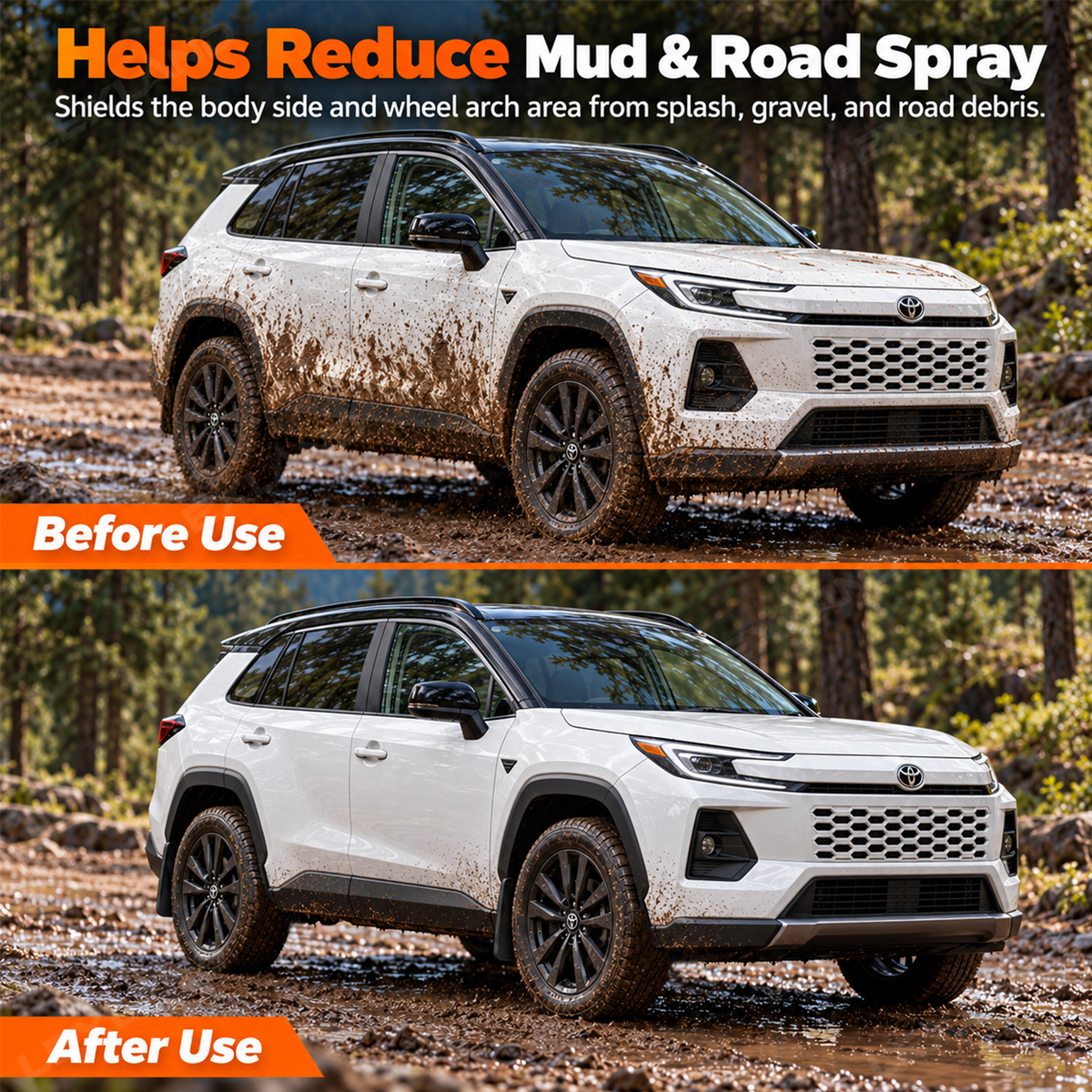 RAV4 Mud Flaps No-Drill Splash Guards Front & Rear Fender Mudguards 4PCS for Toyota
