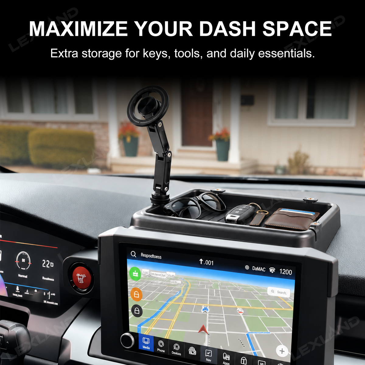 Tacoma/4Runner Dashboard Storage Organizer Tray & Magnetic Phone Mount Kit for Toyota