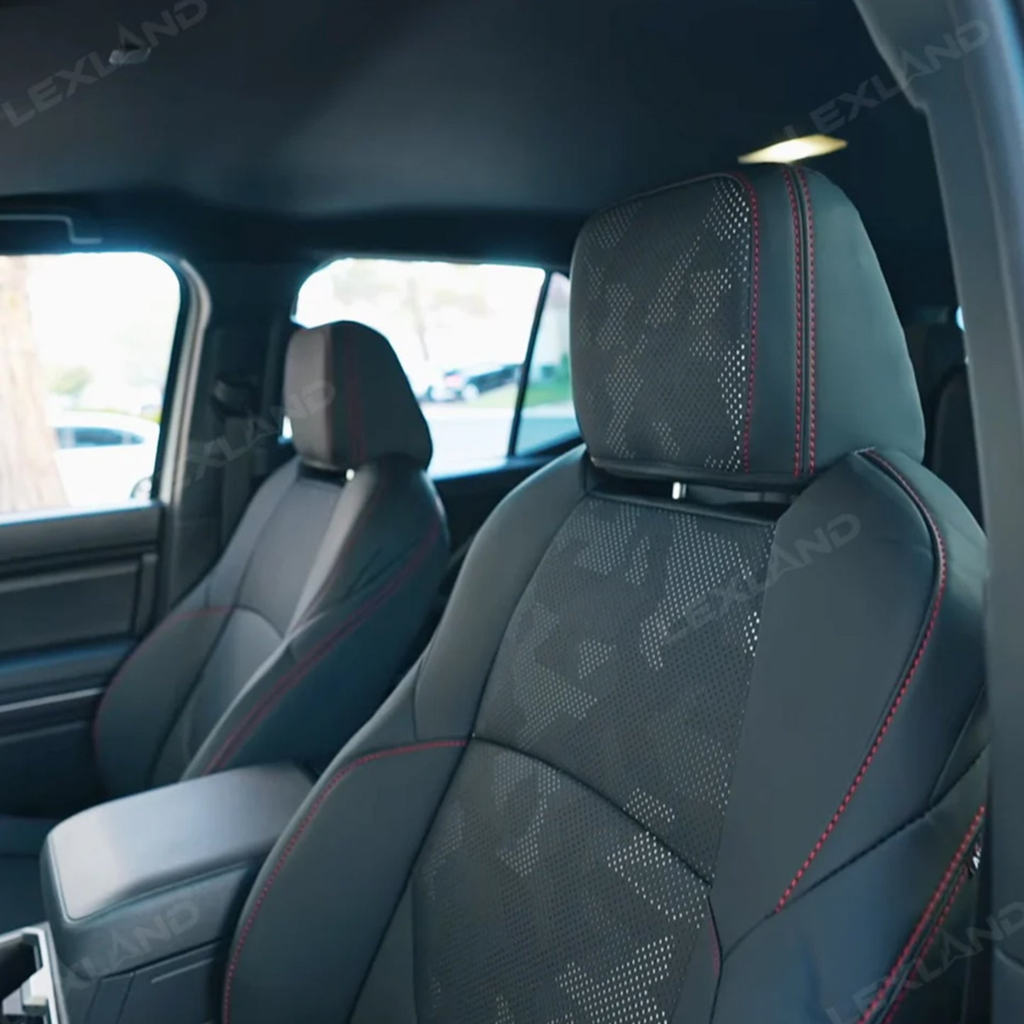 Tacoma Front Row Seat Covers Full Coverage Black/Red Camo Style Seat Protector for Toyota