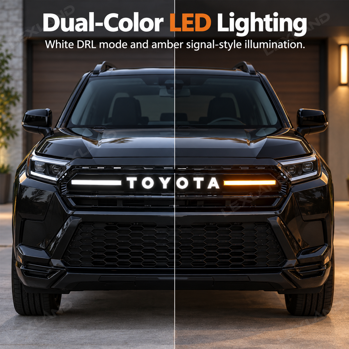 RAV4 Front Bumper Grille Light Bar Dual-Color Illuminated TOYOTA Style Front Grille with DRL