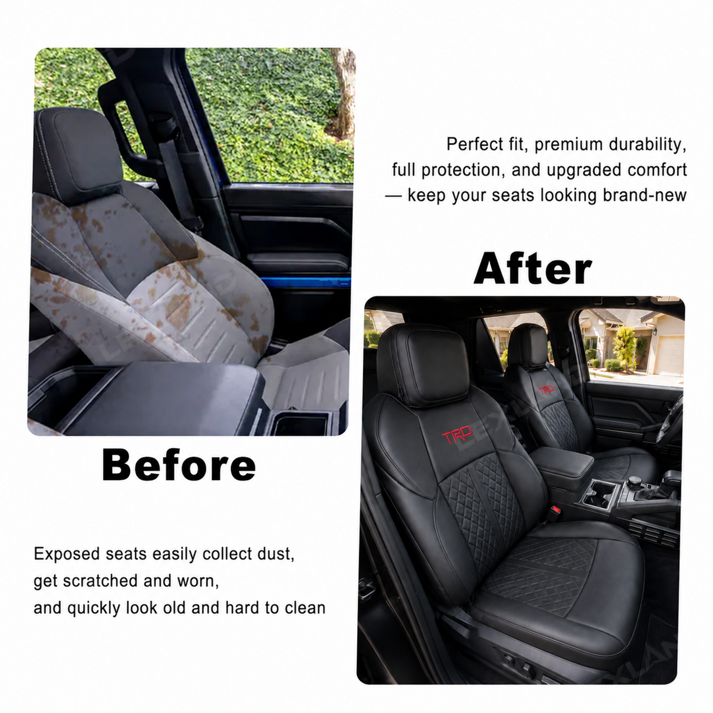 Tacoma/4Runner Seat Covers Diamond Pattern Seat Protectors TRD-Style Interior Protection for Toyota