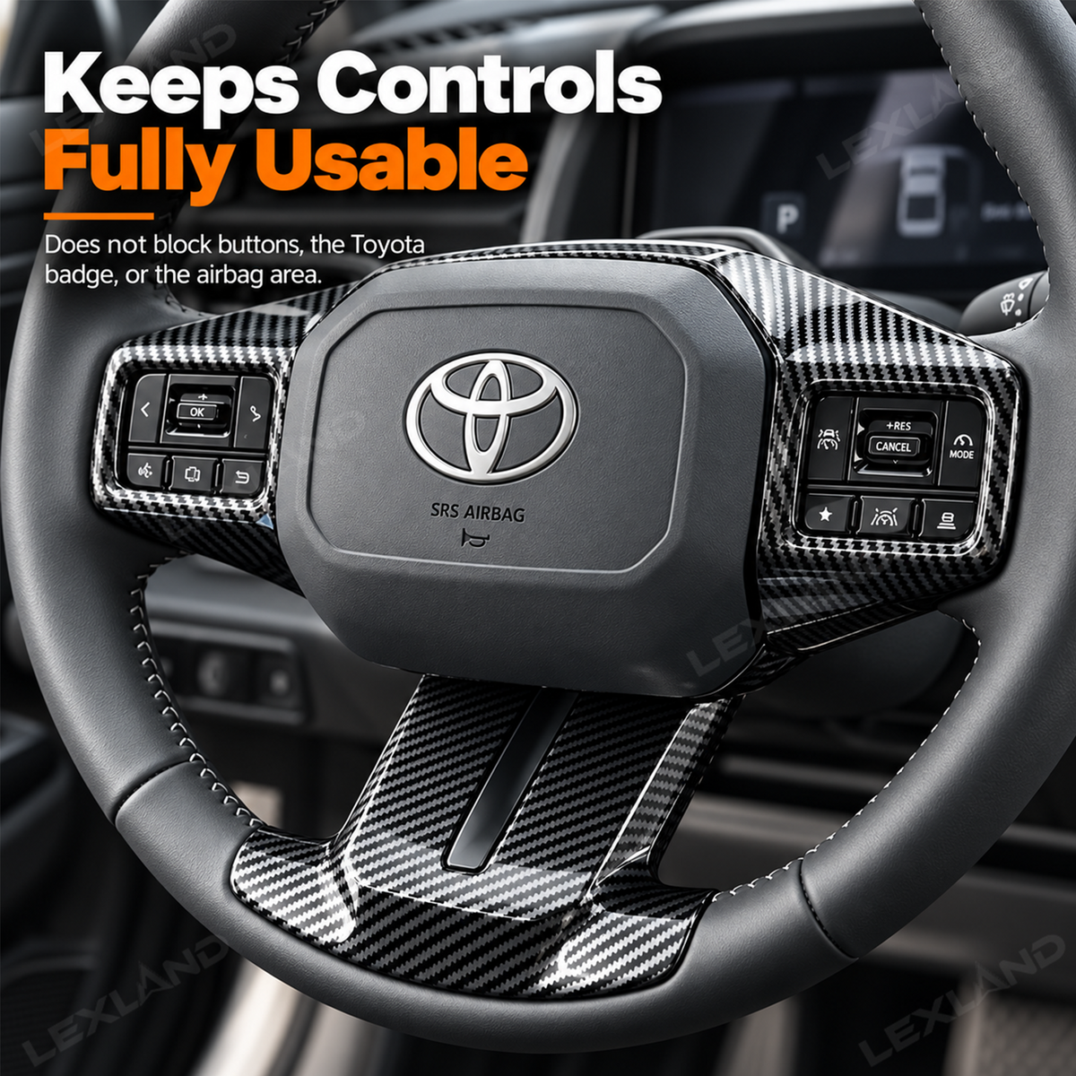 RAV4 Steering Wheel Cover ABS Carbon Fiber Style Interior Upgrade for Toyota