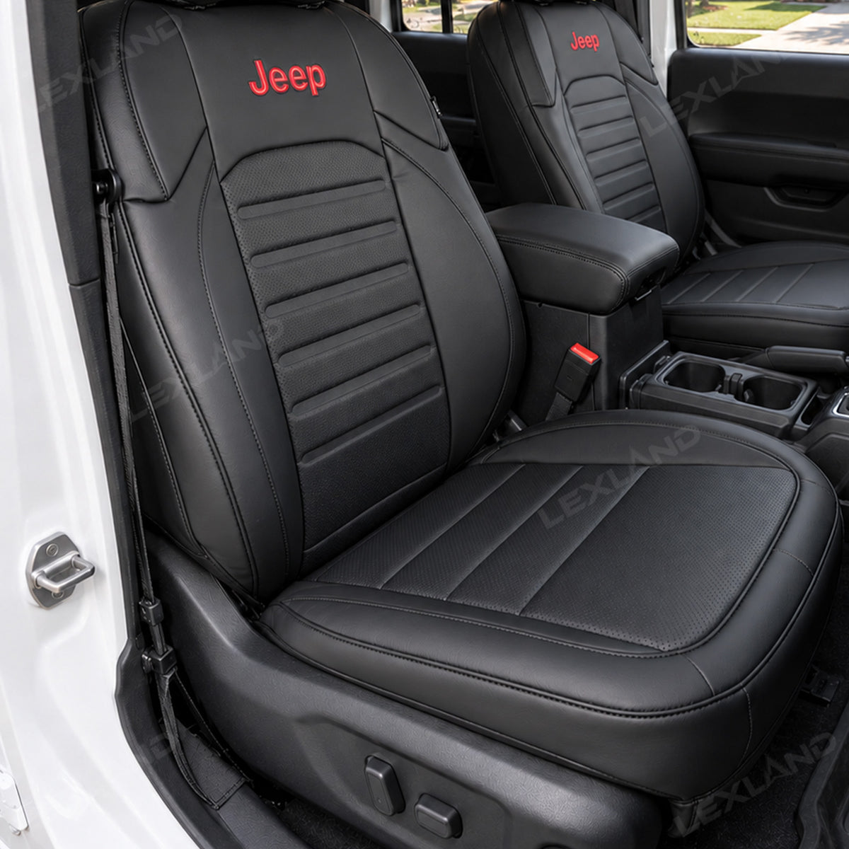 Wrangler Seat Covers 4-Door Embossed Leather Seat Protector Without Rear Armrest