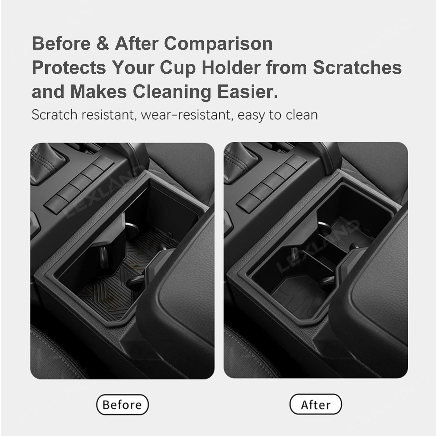 Tacoma Cup Holder Inserts Center Console & Rear Armrest Drink Holder Organizer 2PCS for Toyota