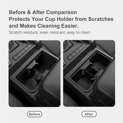 Tacoma Cup Holder Inserts Center Console & Rear Armrest Drink Holder Organizer 2PCS for Toyota
