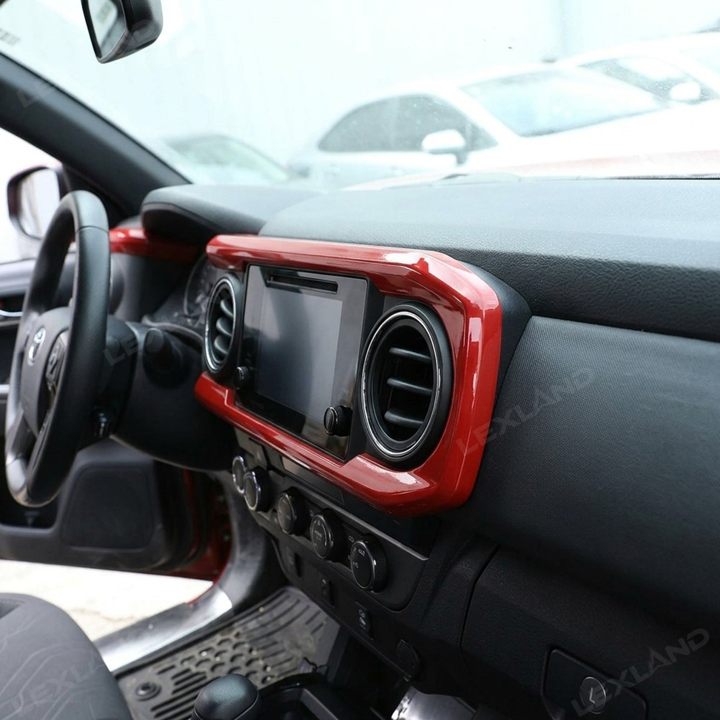 Tacoma Dashboard Cover Central Console Dash Panel TRD Style Red Decorative Interior Accents for Toyota