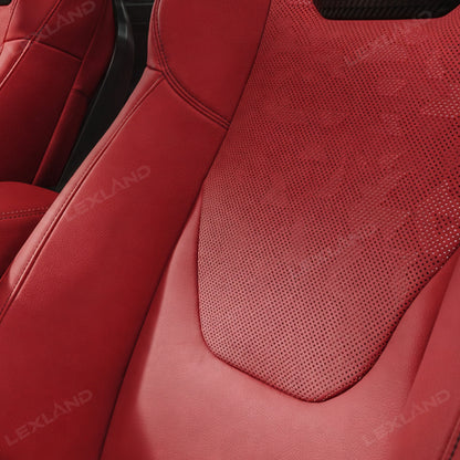 Tacoma/4Runner Seat Covers with Carbon Fiber-Style TRD Badge Embossed Nappa Camo Seat Protector for Toyota