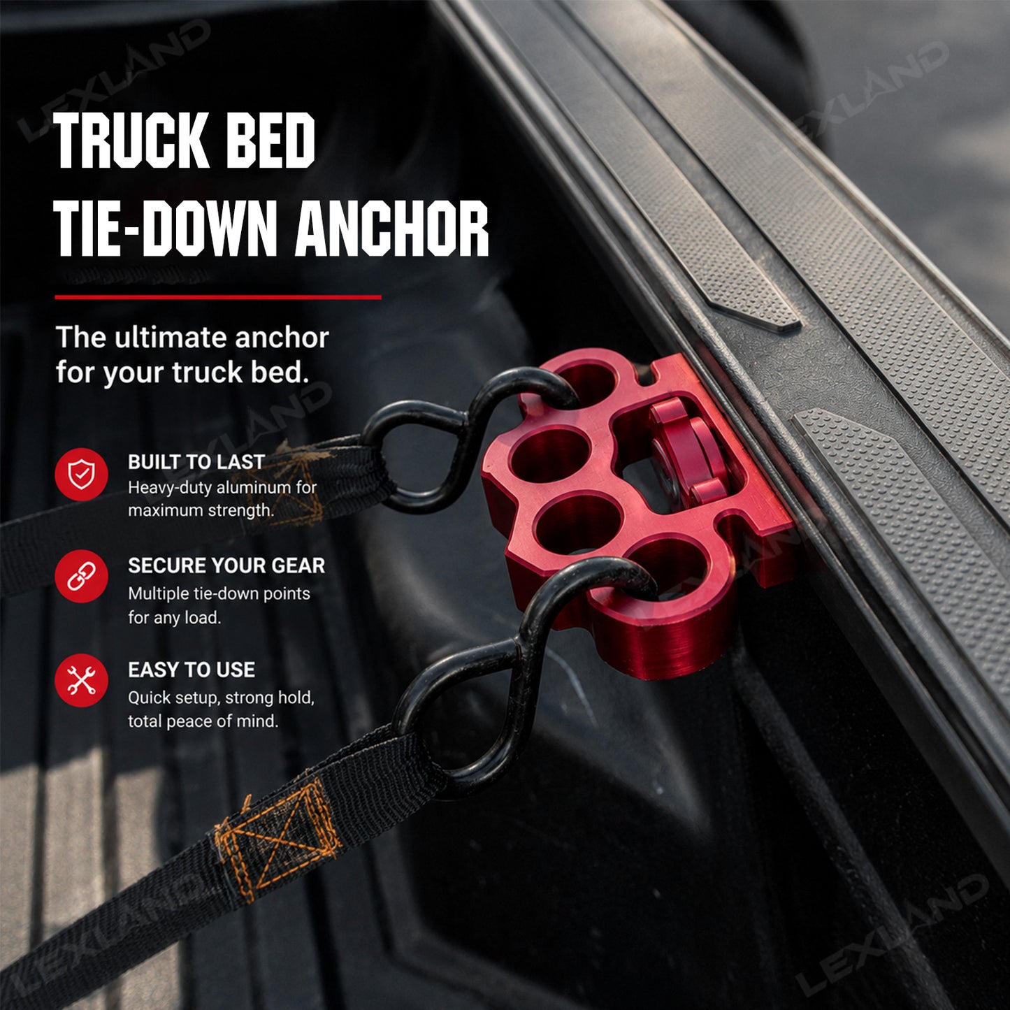 Tacoma Brass Knuckle-Style Truck Bed Tie-Down Anchor Aluminum Alloy Truck Bed Cleat Universal for Trucks