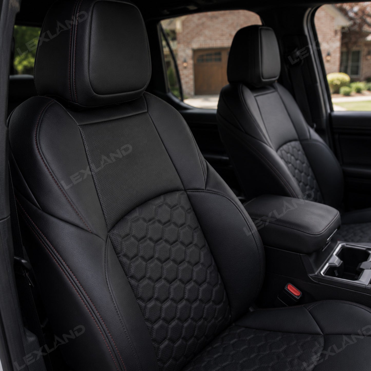 Tacoma Seat Covers Honeycomb-Pattern Seat Protectors with TRD Letter Style for Toyota