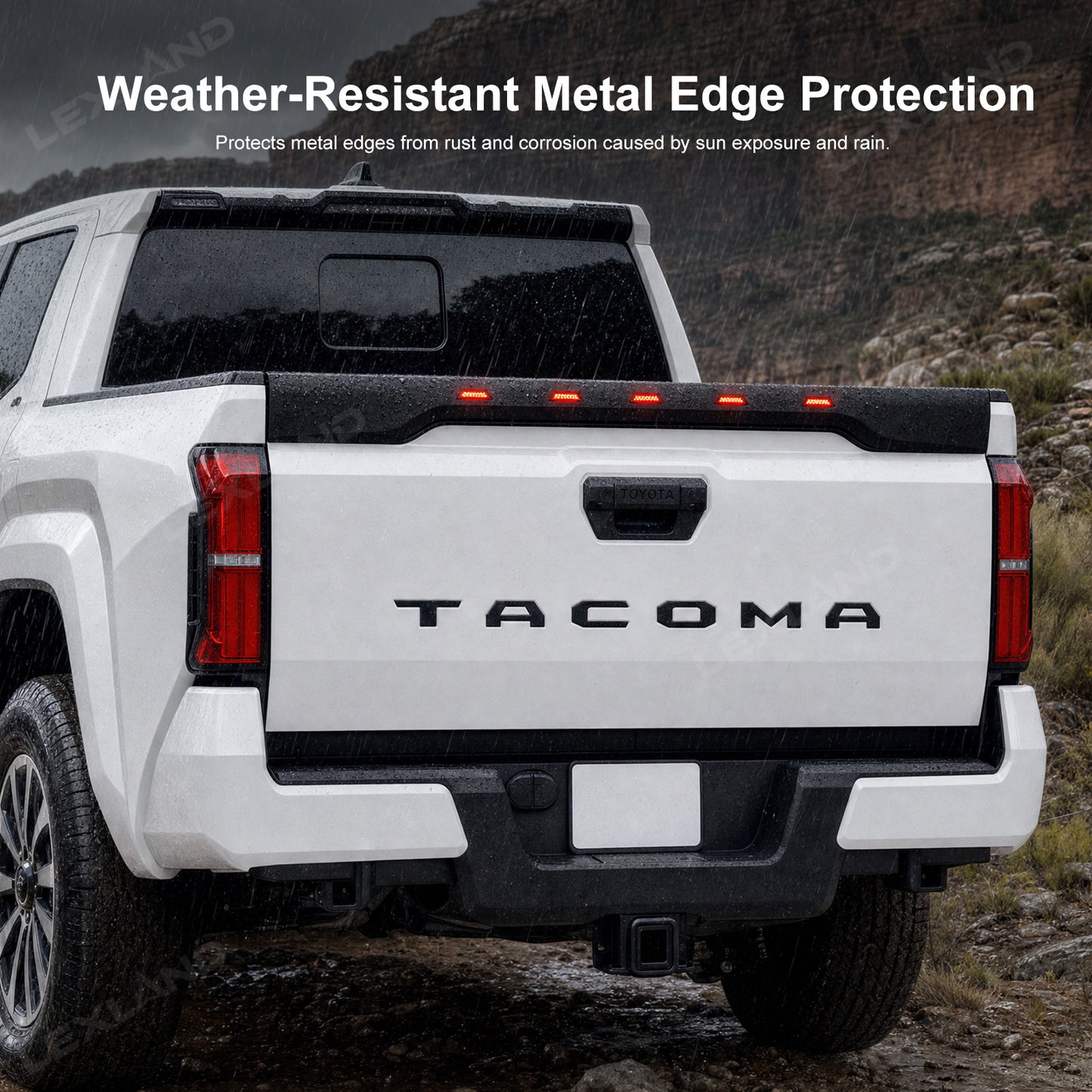 Tacoma Tailgate Protector with LED Lights Rear Tailgate Guard for Toyota